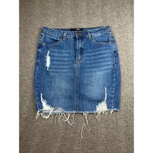 WAX Jean Women's Distressed Denim Skirt Size Medium